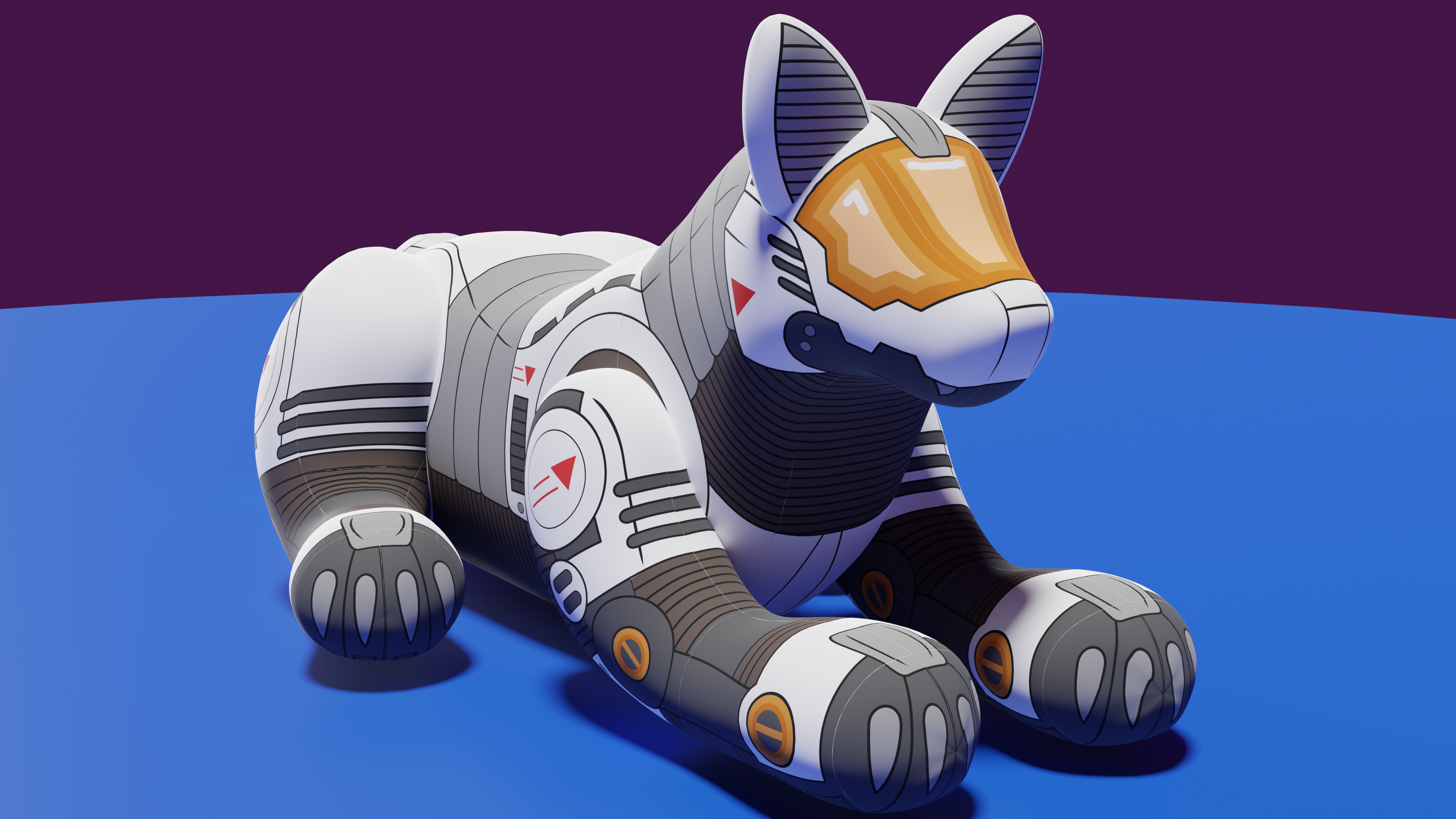 Rendered picture of a mecha wolf